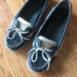 Sperry Perforated Leather Boat Shoes Sz. 9